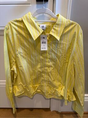 CAbi Girls Yellow and White Stripe Button-Front Blouse